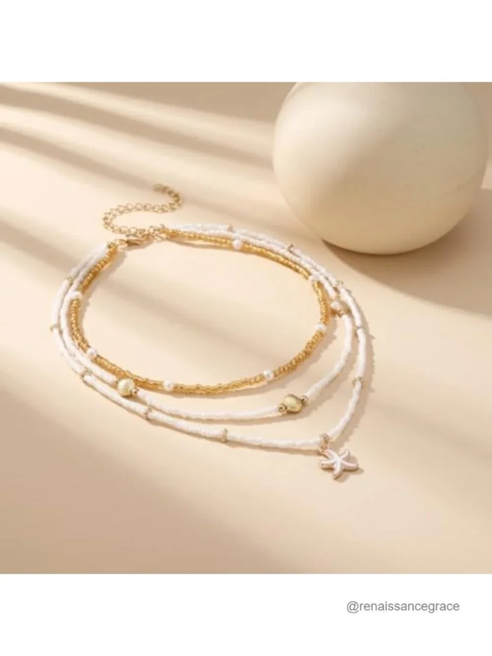 Natural Shell Necklace for Women Pearl Beaded Starfish Pendant Adjustable Boho